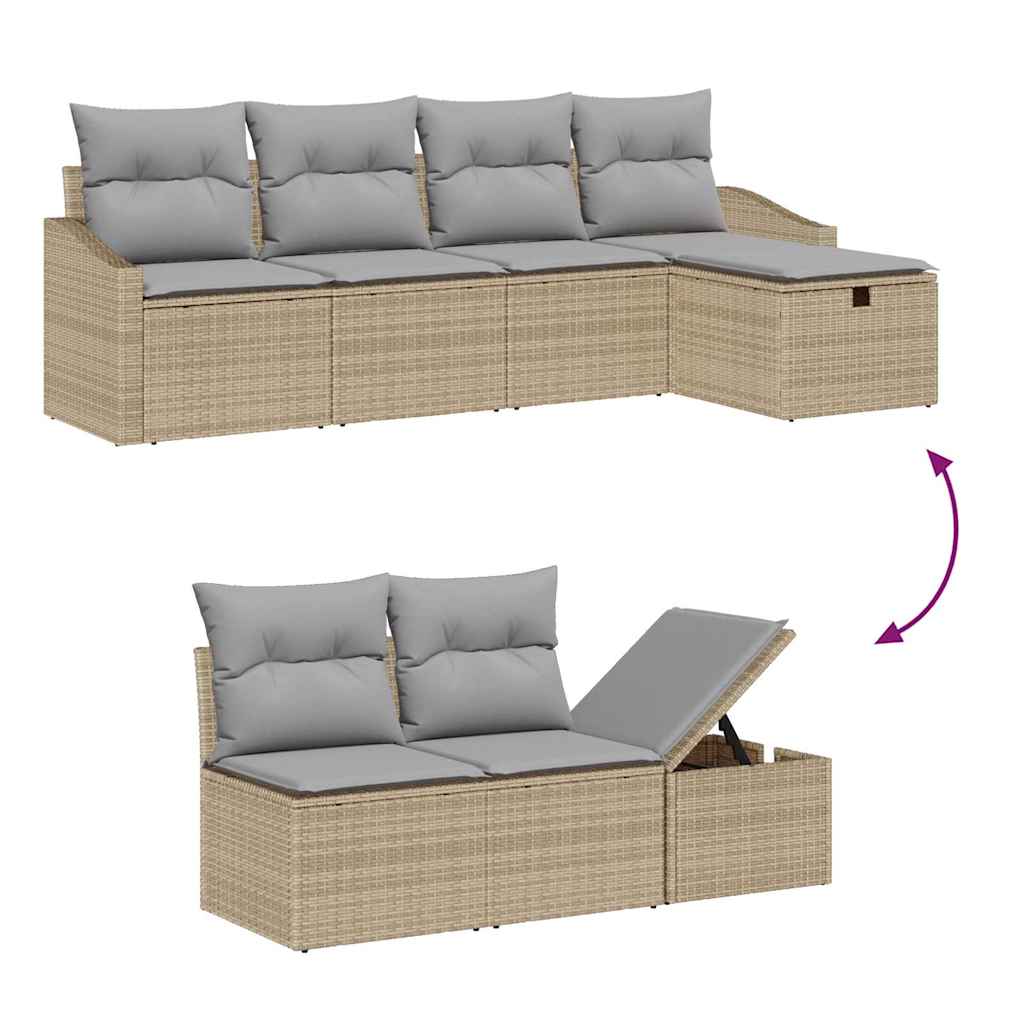Sofa Set 5 stk. Poly-Rattan