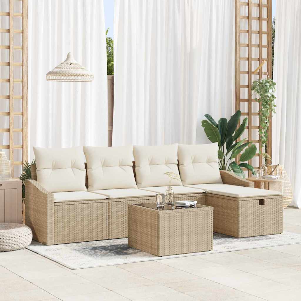 Sofa Set 5 stk. Poly-Rattan