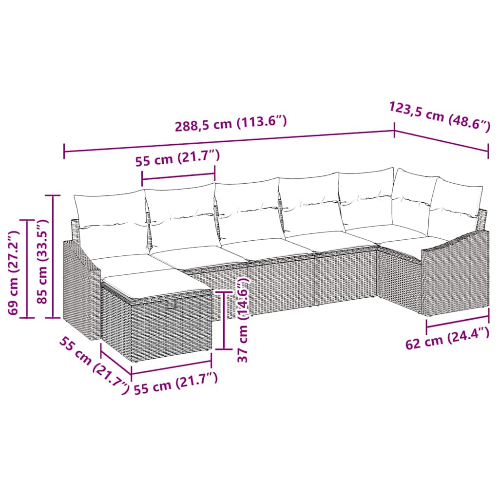 Sofa Set 8 stk. Poly-Rattan