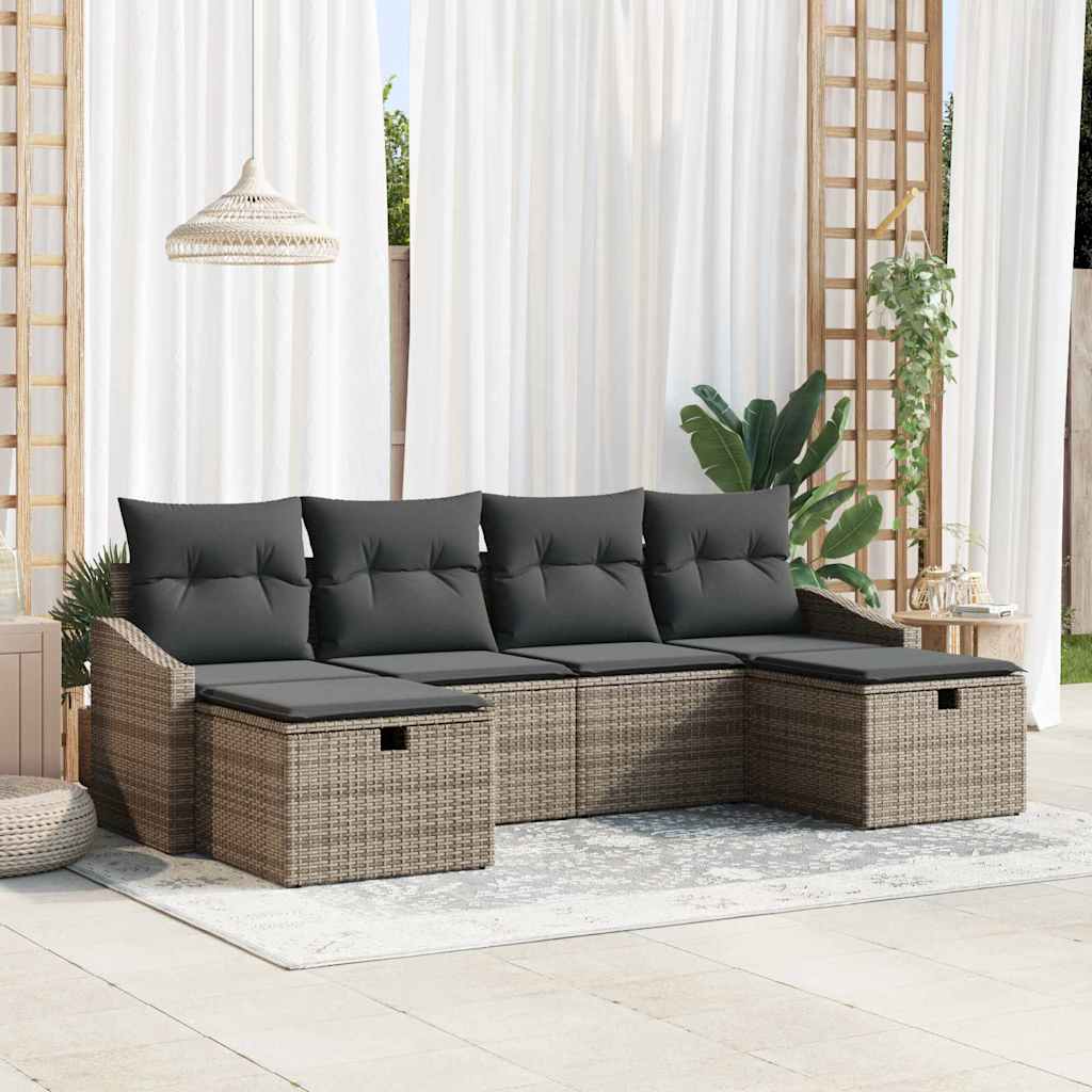 Sofa Set 6 stk. Poly-Rattan