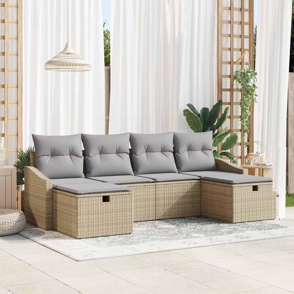 Sofa Set 6 stk. Poly-Rattan