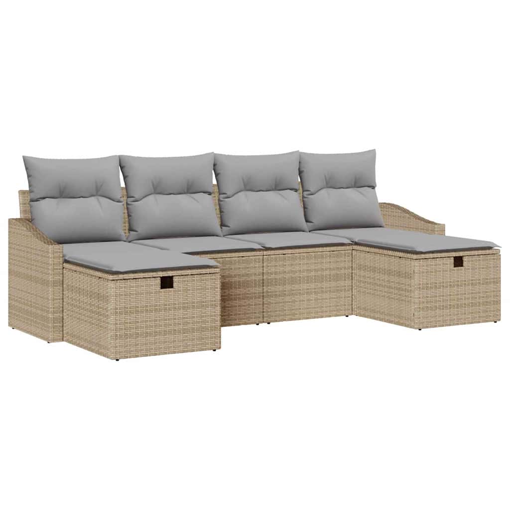 Sofa Set 6 stk. Poly-Rattan