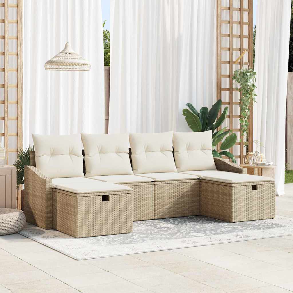 Sofa Set 6 stk. Poly-Rattan