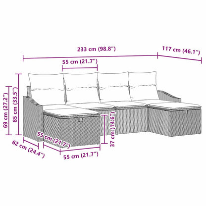 Sofa Set 6 stk. Poly-Rattan
