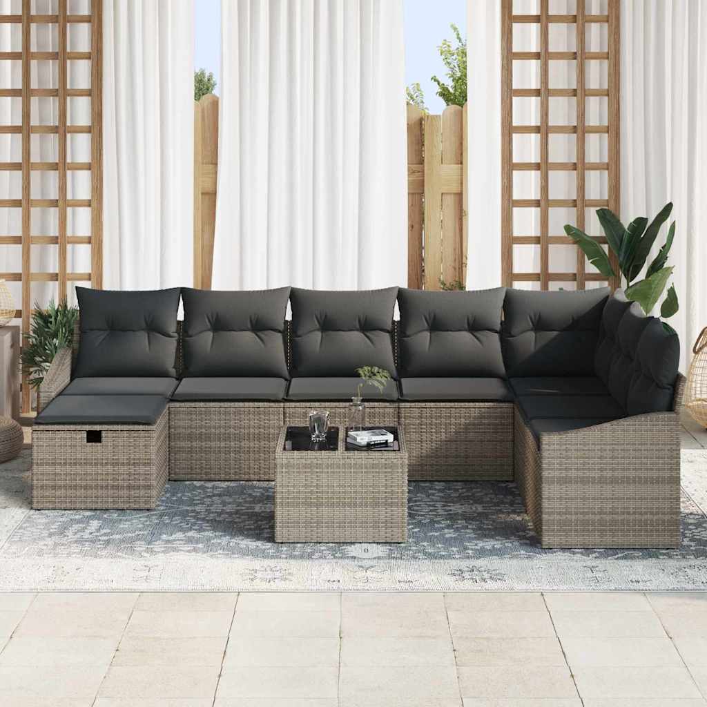 Sofa Set mit Kissen 8 pcs Poly-Rattan