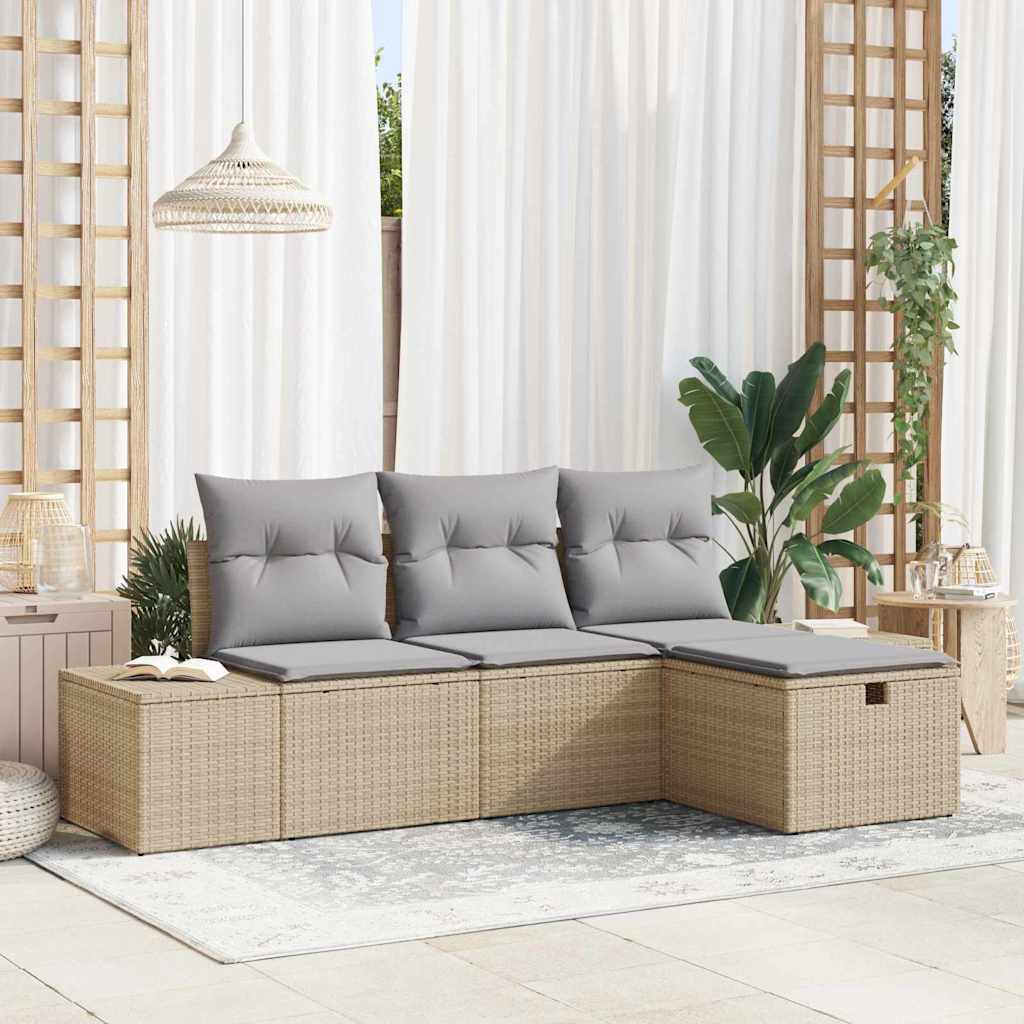 Sofa Set 4 stk. Poly-Rattan