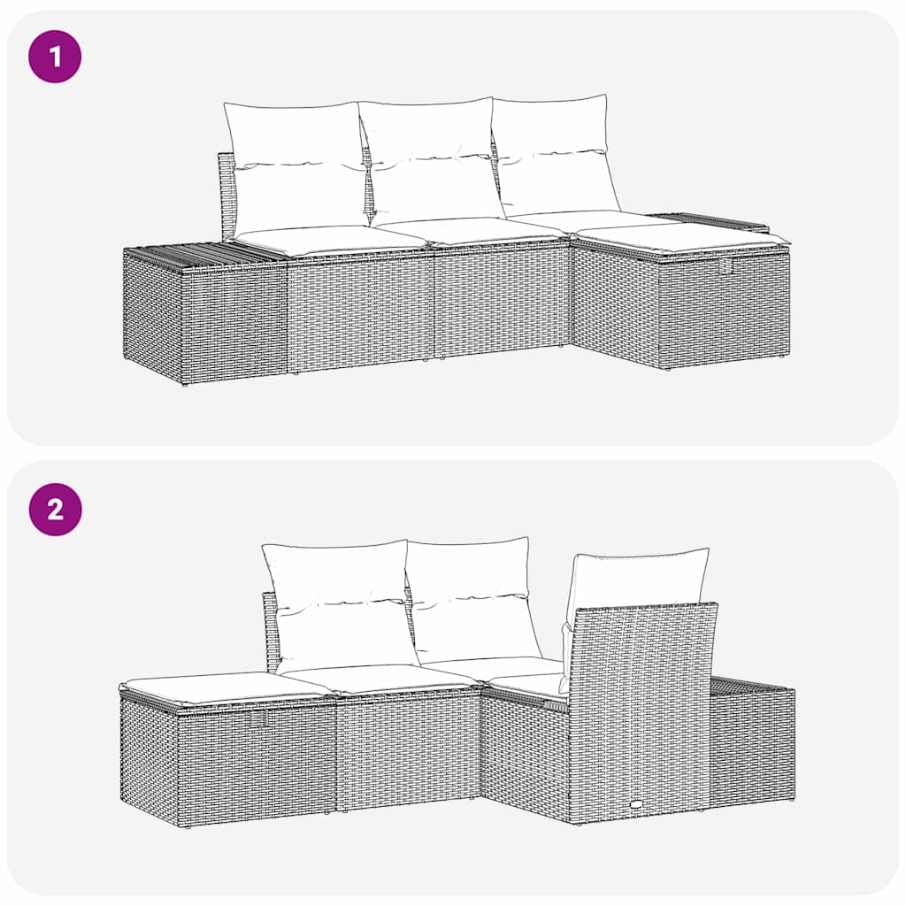 Sofa Set 4 stk. Poly-Rattan
