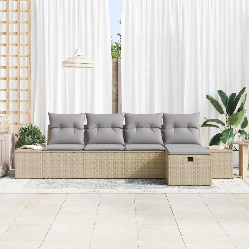 Sofa Set 5 stk. Poly-Rattan