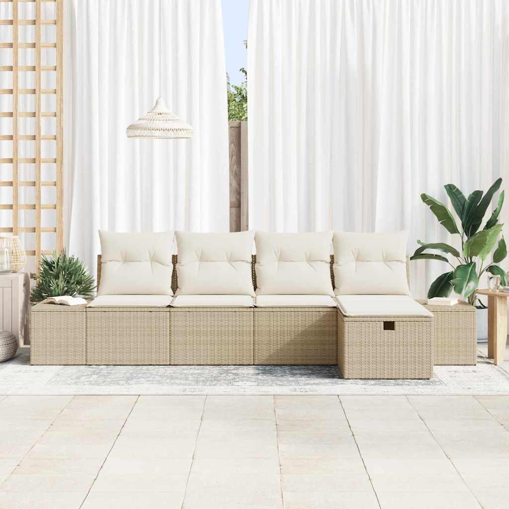 Sofa Set 5 stk. Poly-Rattan