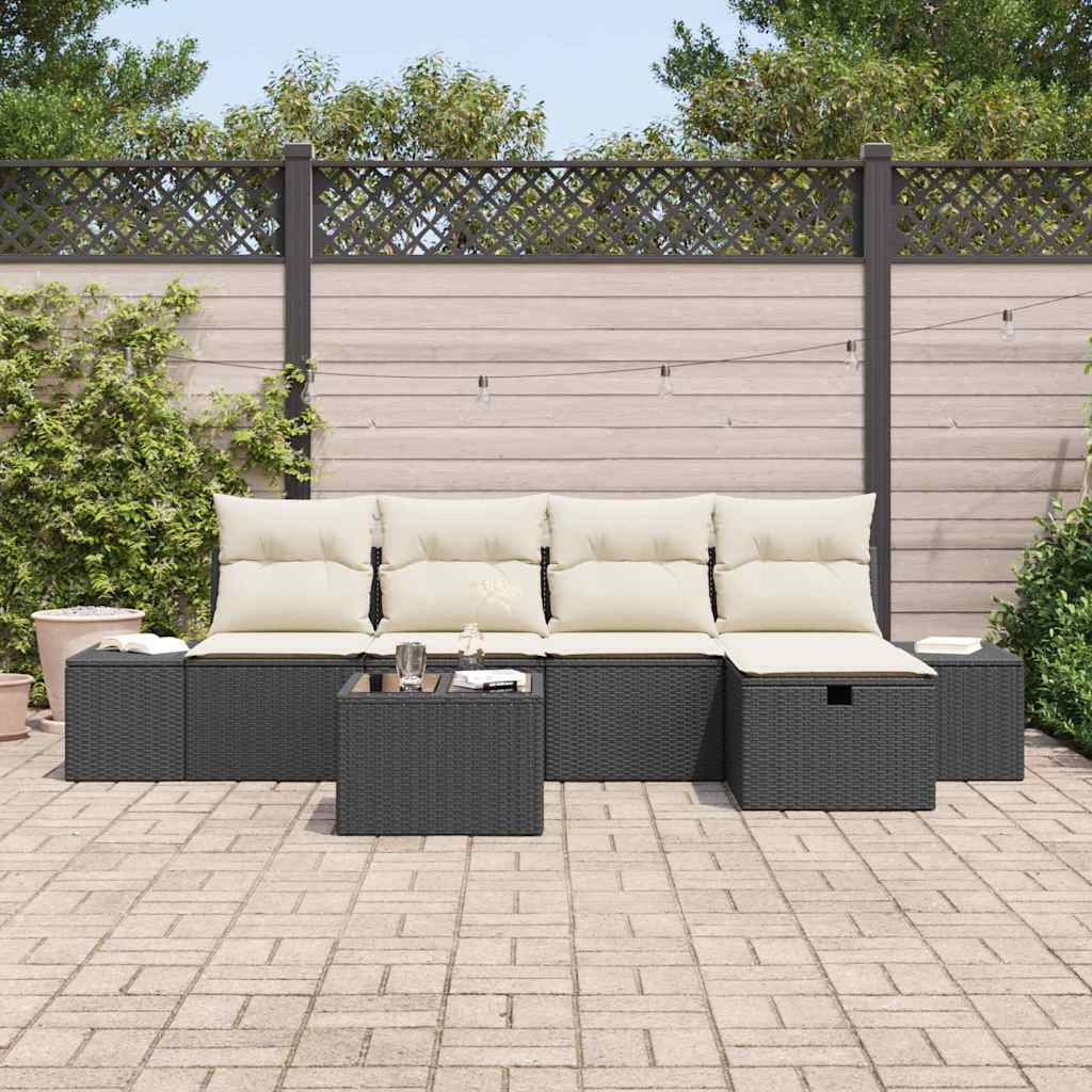 Sofa Set mit Kissen 6 pcs Poly-Rattan