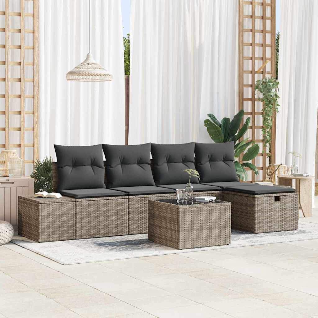 Sofa Set 5 stk. Poly-Rattan
