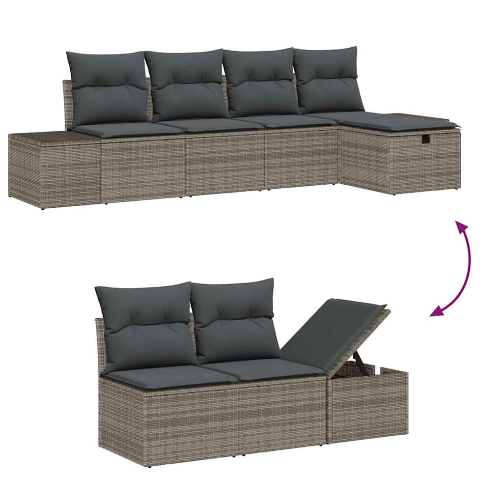 Sofa Set 5 stk. Poly-Rattan