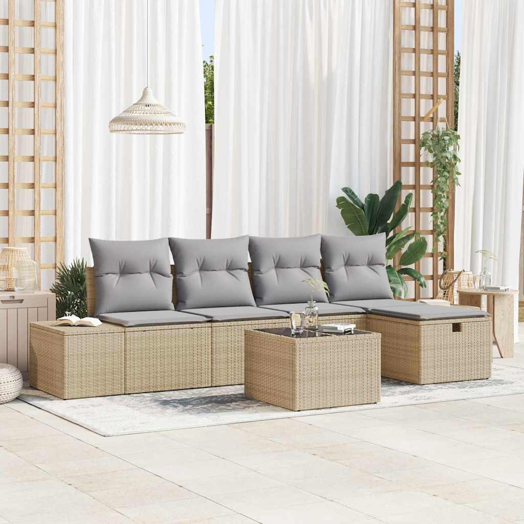Sofa Set 5 stk. Poly-Rattan