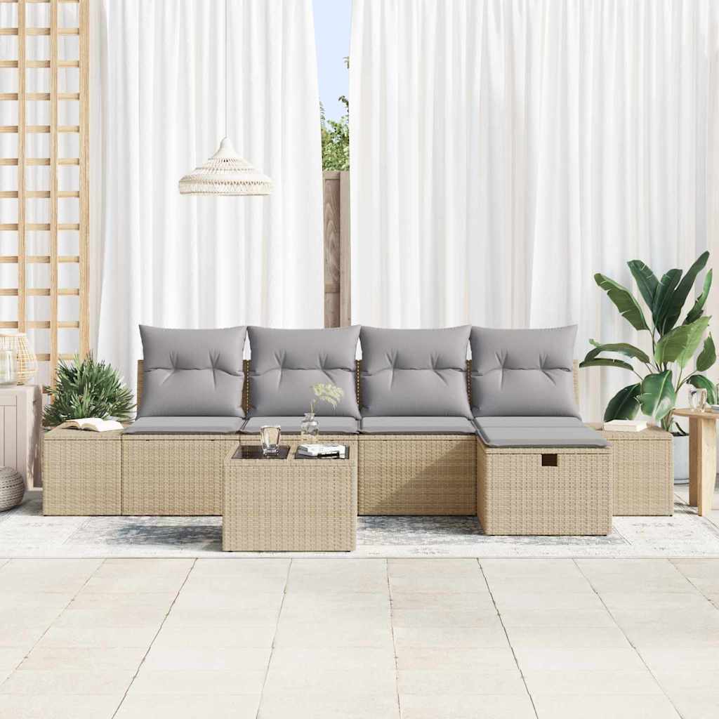 Sofa Set 5 stk. Poly-Rattan