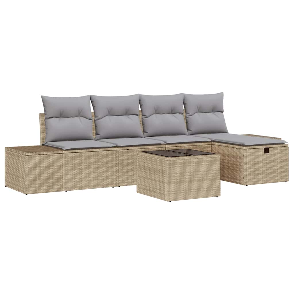 Sofa Set 5 stk. Poly-Rattan