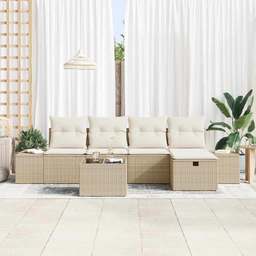 Sofa Set 6 stk. Poly-Rattan