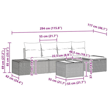 Sofa Set 5 stk. Poly-Rattan