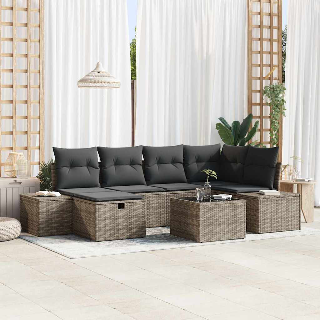 Sofa Set 7 stk. Poly-Rattan
