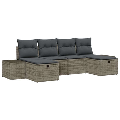 Gartensofa-set 6 stk. Grau Poly-Rattan