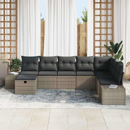 Gartensofa-set 8 stk. Grau Poly-Rattan