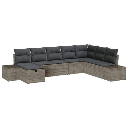 Gartensofa-set 8 stk. Grau Poly-Rattan