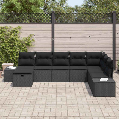 Gartensofa-set 8 stk. Schwarz Poly-Rattan