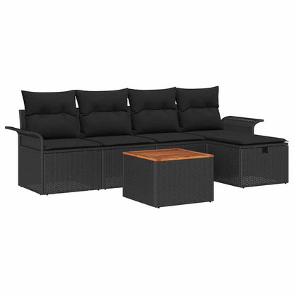 Gartensofa-set 6 stk. Schwarz Poly Rattan