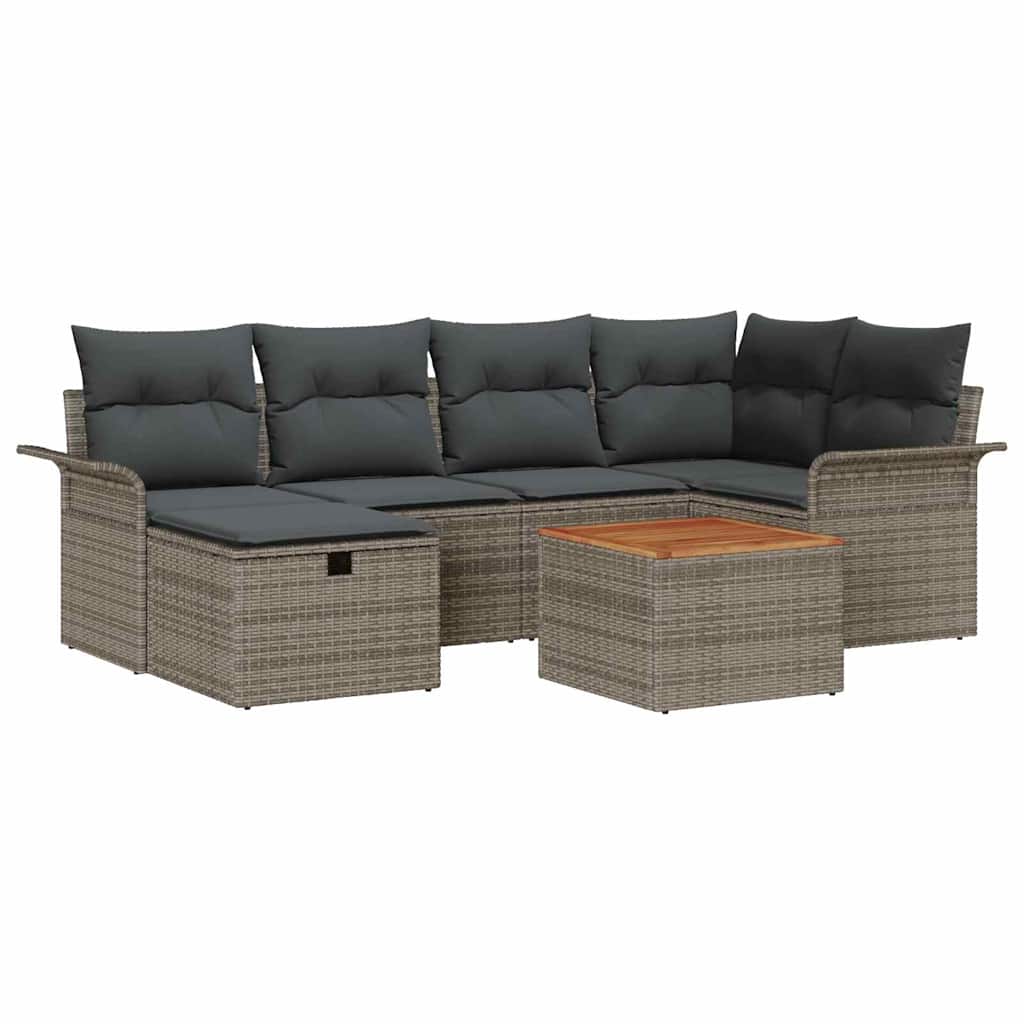 Gartensofa-set 7 stk. Grau Poly Rattan