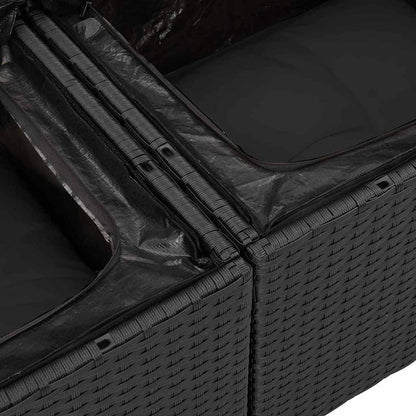 Gartensofa-set 7 stk. Schwarz Poly Rattan