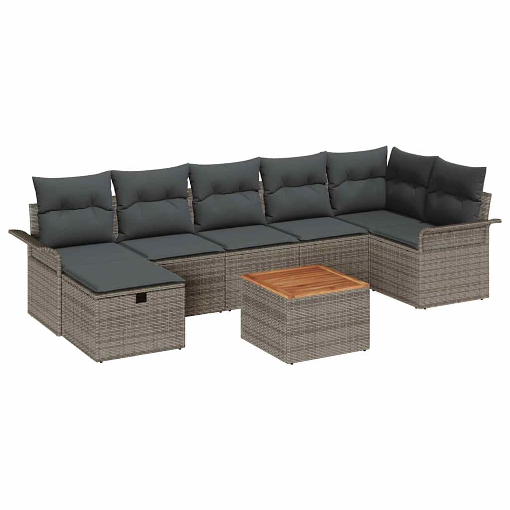 Gartensofa-set 8 stk. Grau Poly Rattan