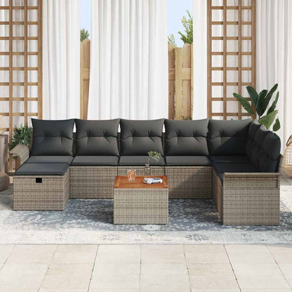 Gartensofa-set 9 stk. Grau Poly Rattan
