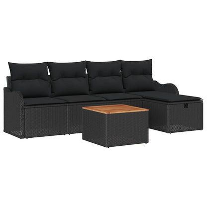 Gartensofa-set 6 stk. Schwarz Poly Rattan