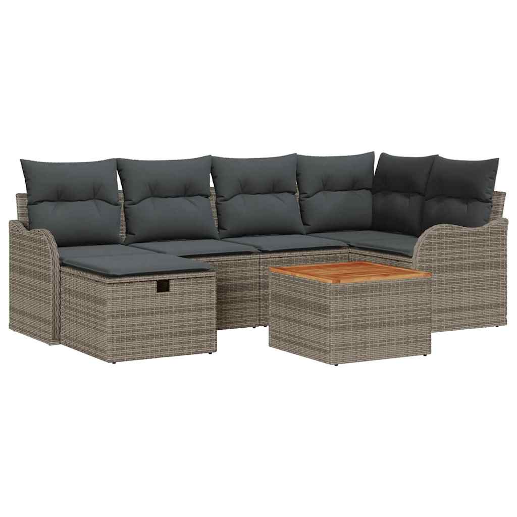 Gartensofa-set 7 stk. Grau Poly Rattan