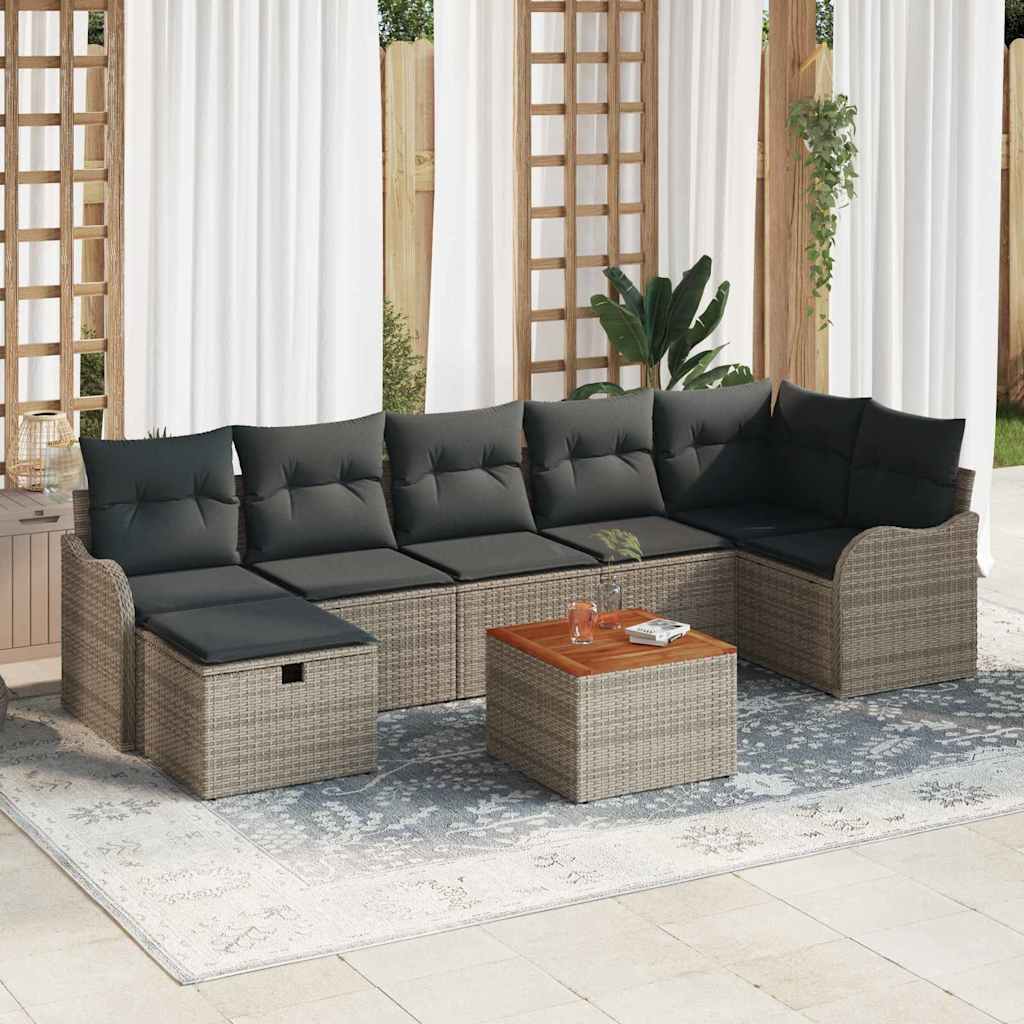 Gartensofa-set 8 stk. Grau Poly Rattan