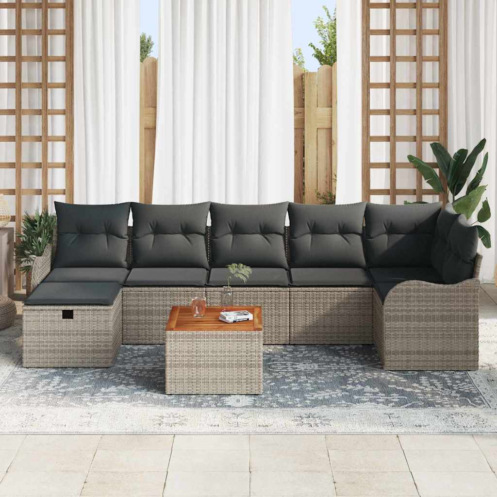 Gartensofa-set 8 stk. Grau Poly Rattan