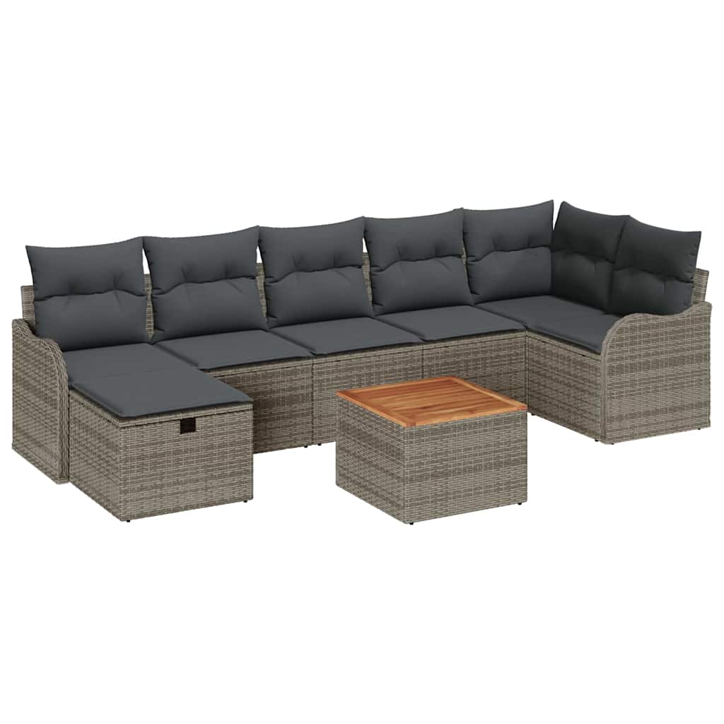 Gartensofa-set 8 stk. Grau Poly Rattan