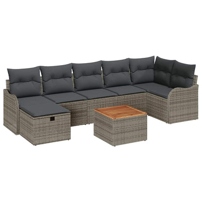 Gartensofa-set 8 stk. Grau Poly Rattan