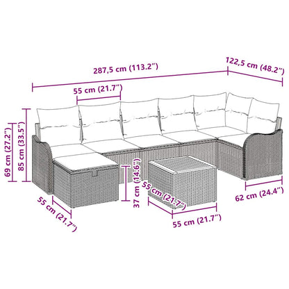 Gartensofa-set 8 stk. Grau Poly Rattan