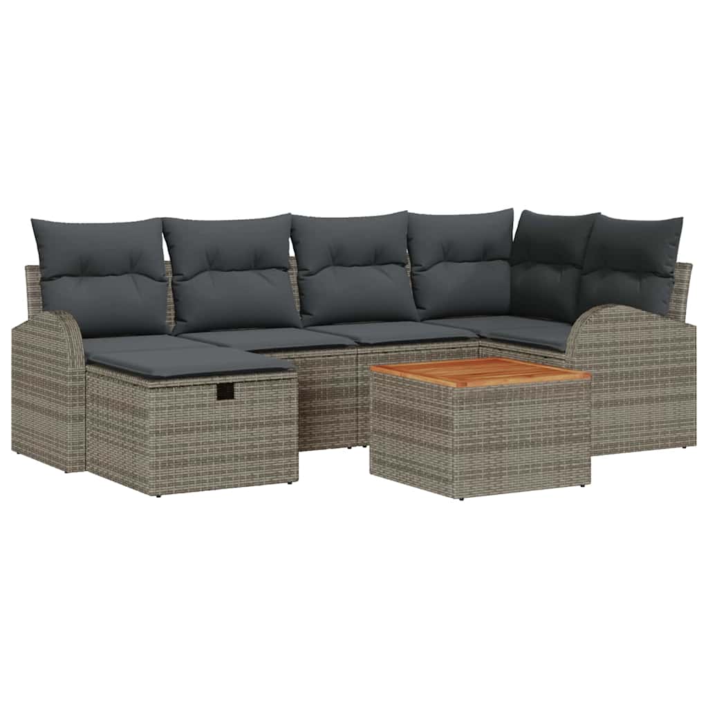 Gartensofa-set 7 stk. Grau Poly Rattan