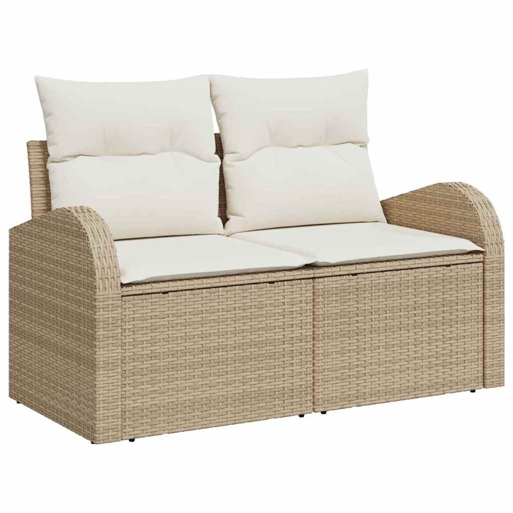 Gartensofa-set 7 stk. Beige Poly Rattan