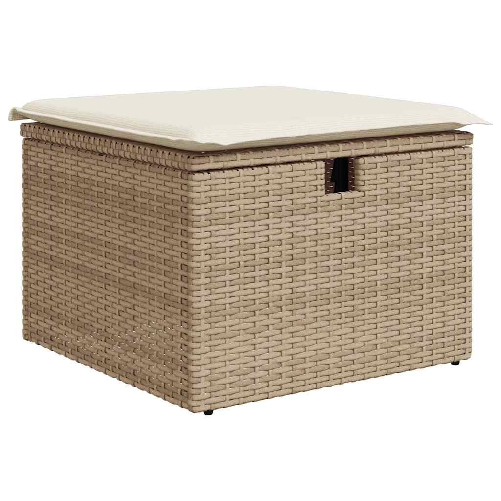 Gartensofa-set 7 stk. Beige Poly Rattan