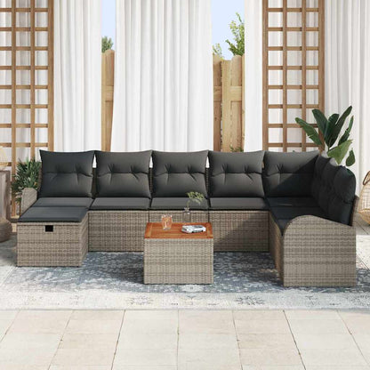 Gartensofa-set 9 stk. Grau Poly Rattan