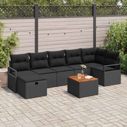 Gartensofa-set 8 stk. Schwarz Poly Rattan