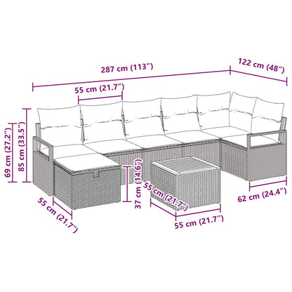 Gartensofa-set 8 stk. Schwarz Poly Rattan