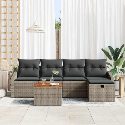 Gartensofa-set 6 stk. Grau Poly Rattan