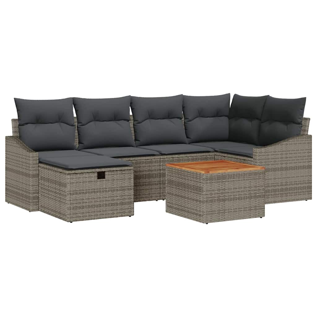 Gartensofa-set 7 stk. Grau Poly Rattan