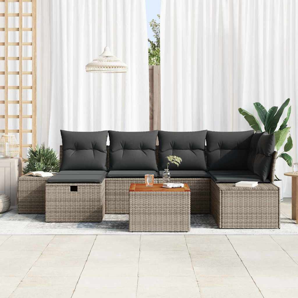 Gartensofa-set 7 stk. Grau Poly Rattan