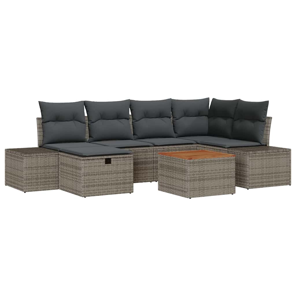 Gartensofa-set 7 stk. Grau Poly Rattan