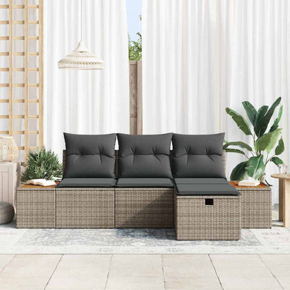 Gartensofa-set 4 stk. Grau Poly-Rattan