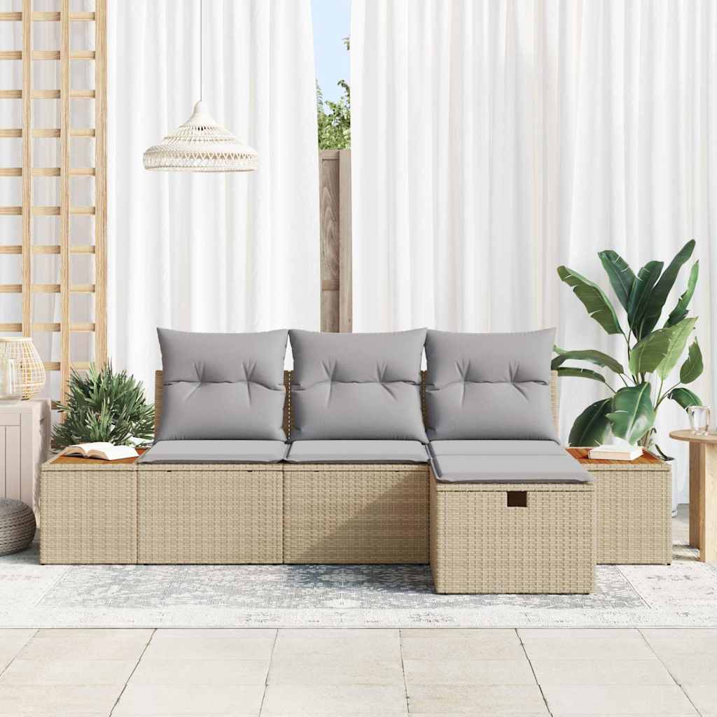 Gartensofa-set 4 stk. Beige Poly-Rattan